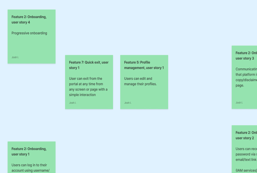 a screenshot of our priority matrix of what features were first priority
